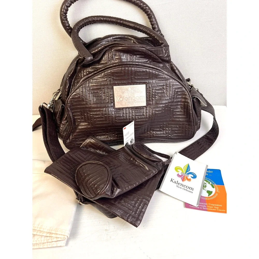 Kalencom New Orleans Travel Diaper Bag Changing Pad Bottle Holder Black Gift